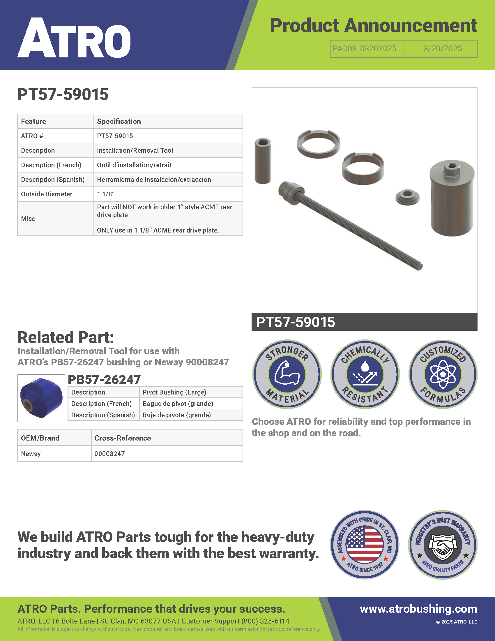 PT57-59015 Installation/Removal Tool PA008-03202025