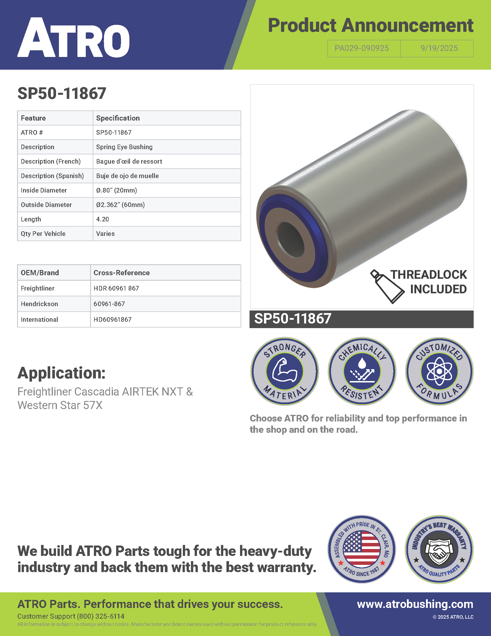 PA029-090925 SP50-11867 Spring Eye Bushing