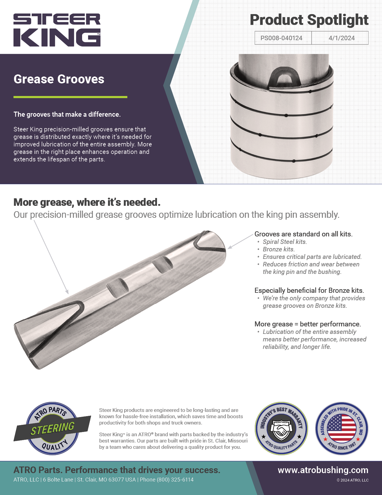 PS008-040124 Steer King Grease Grooves