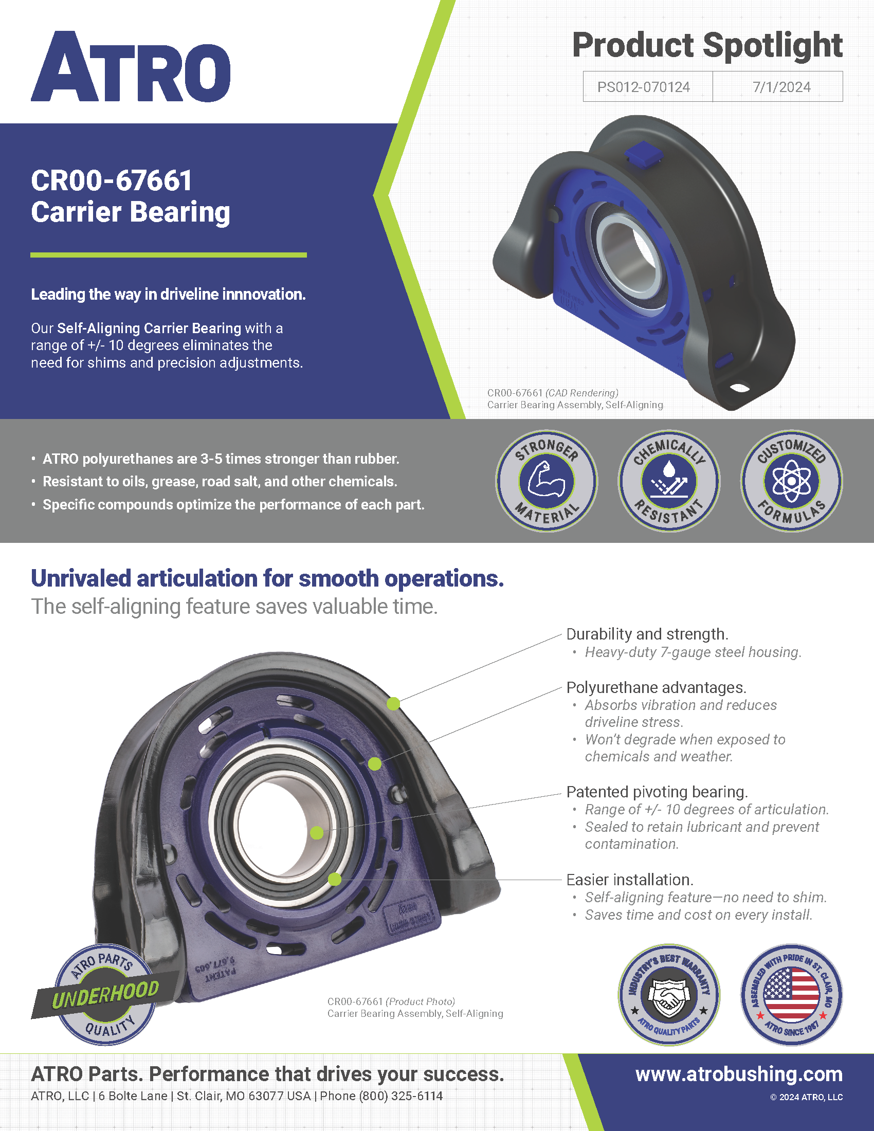 PS012-070124 CR00-67661 Carrier Bearing