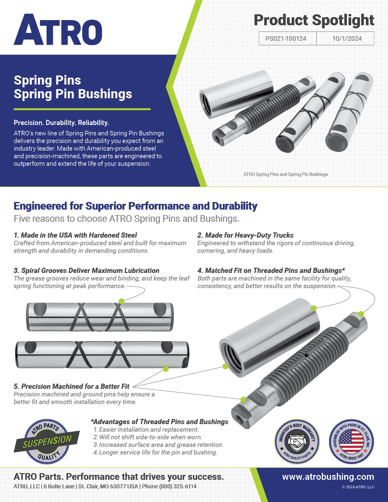 PS022-100124 Spring Pins, Spring Pin Bushings